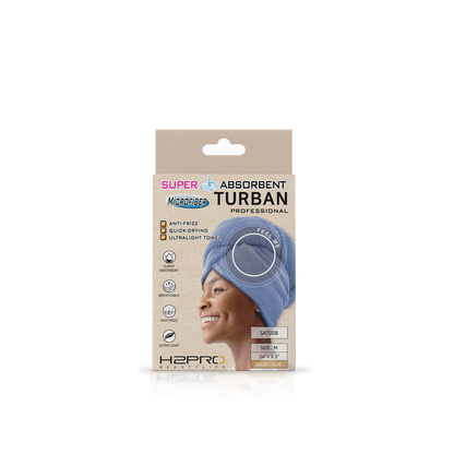 TURBAN - SATU08 - SUPER ABSORBENT MICROFIBER HAIR TURBAN - 24" X 9.5" - BLUE