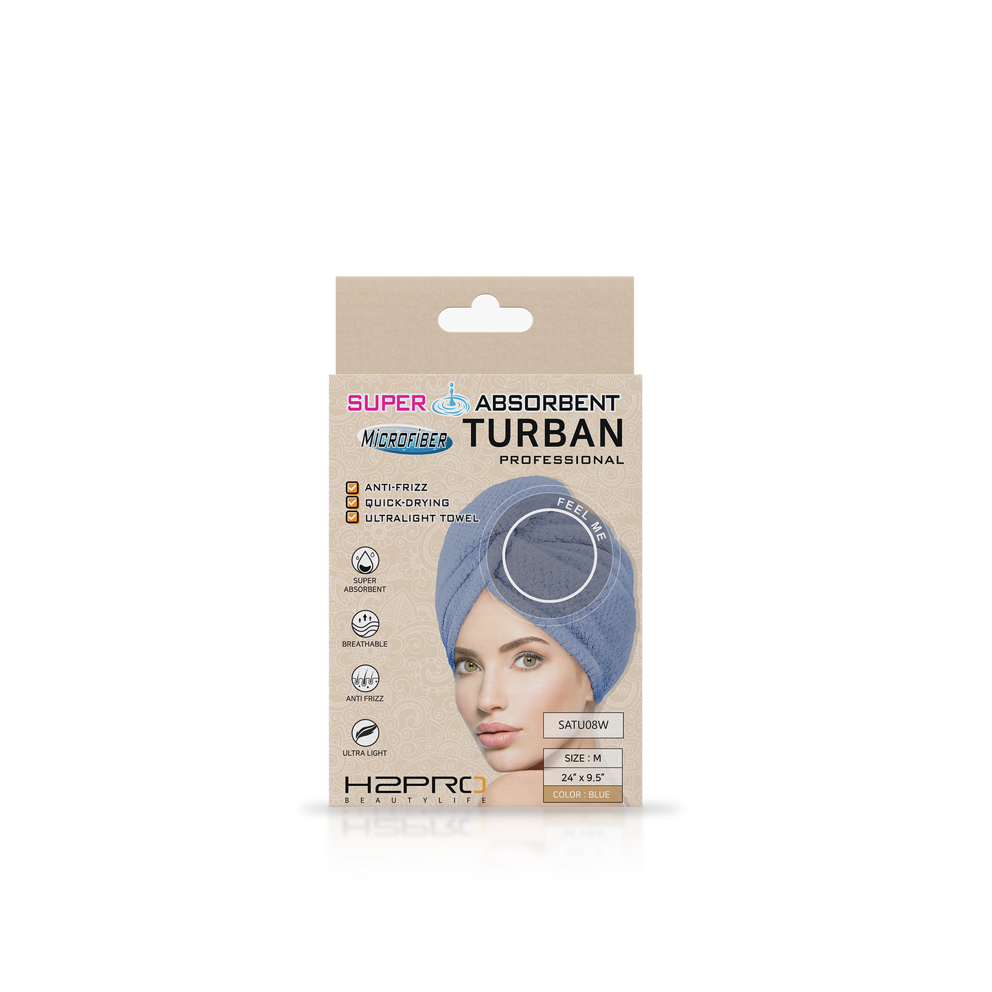 TURBAN - SATU08W - SUPER ABSORBENT MICROFIBER HAIR TURBAN - 24" X 9.5" - BLUE