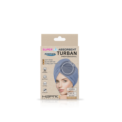 TURBAN - SATU08W - SUPER ABSORBENT MICROFIBER HAIR TURBAN - 24" X 9.5" - BLUE