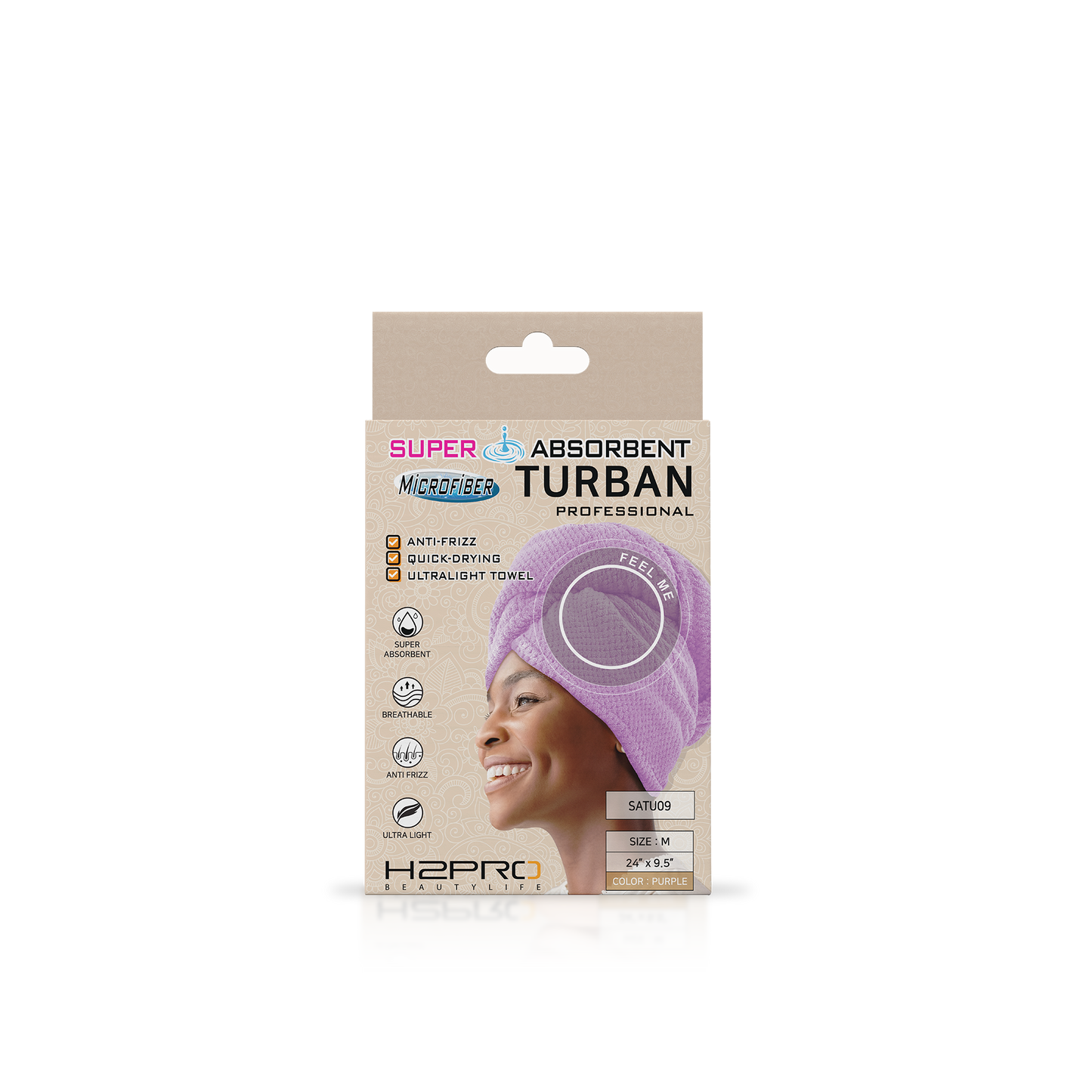 TURBAN - SATU09 - SUPER ABSORBENT MICROFIBER HAIR TURBAN - 24" X 9.5" - PURPLE
