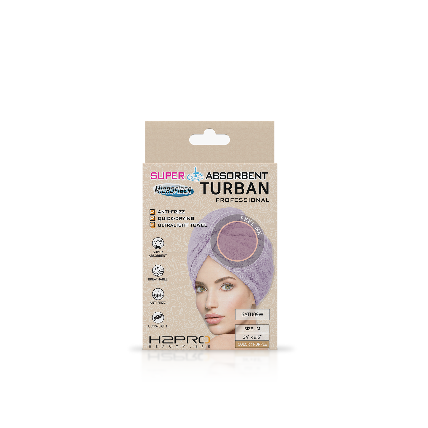 TURBAN - SATU09W - SUPER ABSORBENT MICROFIBER HAIR TURBAN - 24" X 9.5" - PURPLE