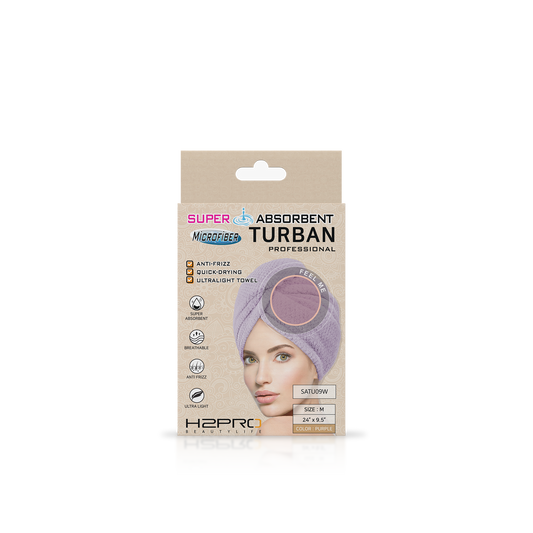 TURBAN - SATU09W - SUPER ABSORBENT MICROFIBER HAIR TURBAN - 24" X 9.5" - PURPLE
