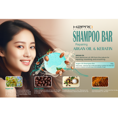 SHAMPOO BAR - SBA-2301 - H2PRO REPAIRING ARGAN OIL AND KERATIN (3.52 oz / 100 g) - PACK OF 6