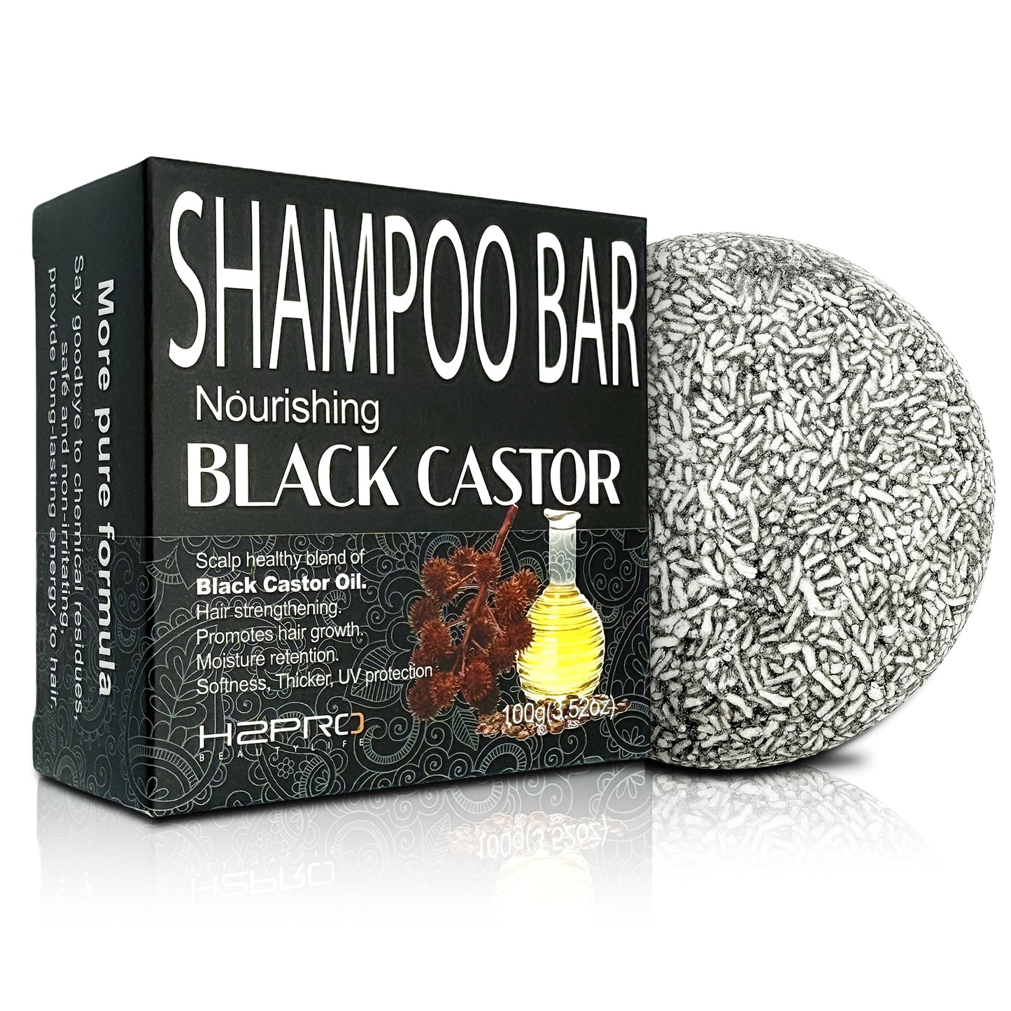 SHAMPOO BAR - SBB-2302 - H2PRO NOURISHING BLACK CASTOR (3.52 oz / 100 g) - PACK OF 6