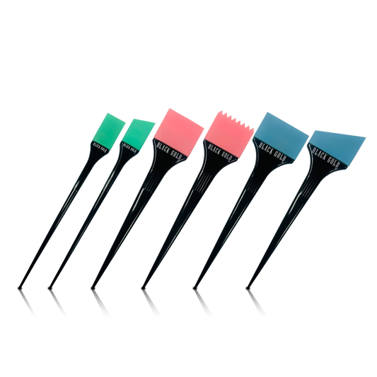 TINTING BRUSH - TB15 - BLACK GOLD SILICON TINTING BRUSH SET OF 6PC - BLACK - PACK OF 6